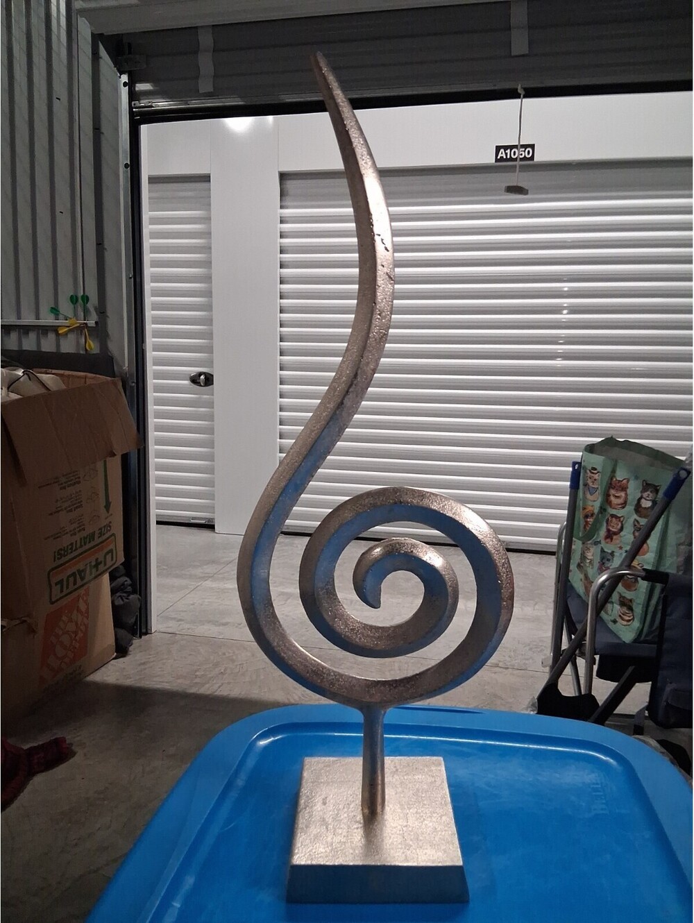Modernist Metal Biomorphic Sculpture Cast Aluminum Tabletop Abstract design 23"T